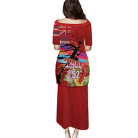 Honolulu Anniversary 52nd Running Puletasi Marathon Competition Kakau Pattern Red Color