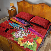 Honolulu Anniversary 52nd Running Quilt Bed Set Marathon Competition Kakau Pattern Red Color