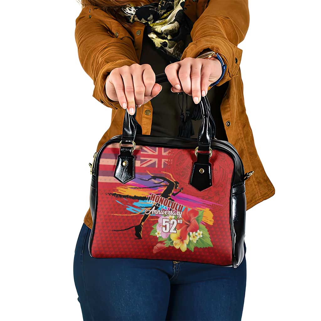 Honolulu Anniversary 52nd Running Shoulder Handbag Marathon Competition Kakau Pattern Red Color LT03 One Size Red - Polynesian Pride