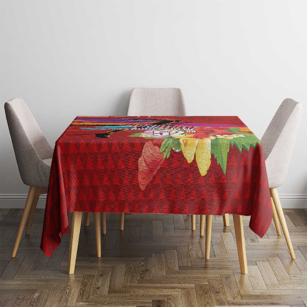 Honolulu Anniversary 52nd Running Tablecloth Marathon Competition Kakau Pattern Red Color