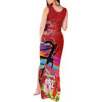 Honolulu Anniversary 52nd Running Tank Maxi Dress Marathon Competition Kakau Pattern Red Color