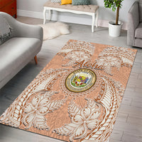 Hawaii Tropical Flowers with Kakau Tribal Area Rug Peach Fuzz Color LT03 - Polynesian Pride