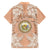 Hawaii Tropical Flowers with Kakau Tribal Family Matching Off Shoulder Short Dress and Hawaiian Shirt Peach Fuzz Color LT03 - Polynesian Pride