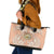 Hawaii Tropical Flowers with Kakau Tribal Leather Tote Bag Peach Fuzz Color LT03 Peach Fuzz - Polynesian Pride