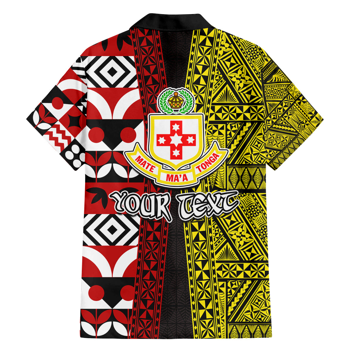 Tonga Kolisi Tonga Family Matching Off Shoulder Short Dress and Hawaiian Shirt Ngatu and Geometric Pattern LT03 - Polynesian Pride
