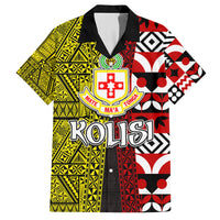 Tonga Kolisi Tonga Family Matching Tank Maxi Dress and Hawaiian Shirt Ngatu and Geometric Pattern LT03 Dad's Shirt - Short Sleeve Red - Polynesian Pride