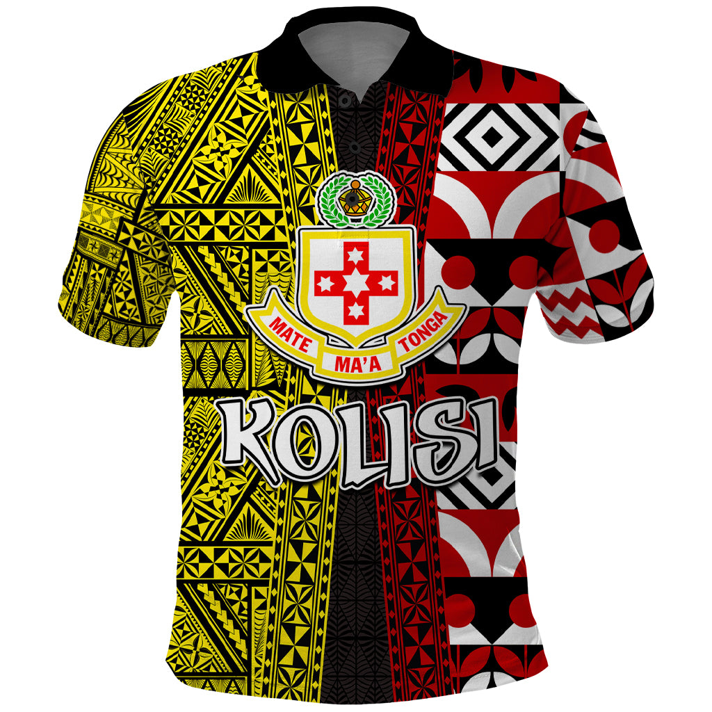 Tonga Kolisi Tonga Polo Shirt Ngatu and Geometric Pattern LT03 Red - Polynesian Pride