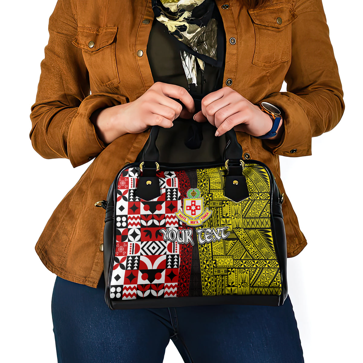 Tonga Kolisi Tonga Shoulder Handbag Ngatu and Geometric Pattern LT03 - Polynesian Pride