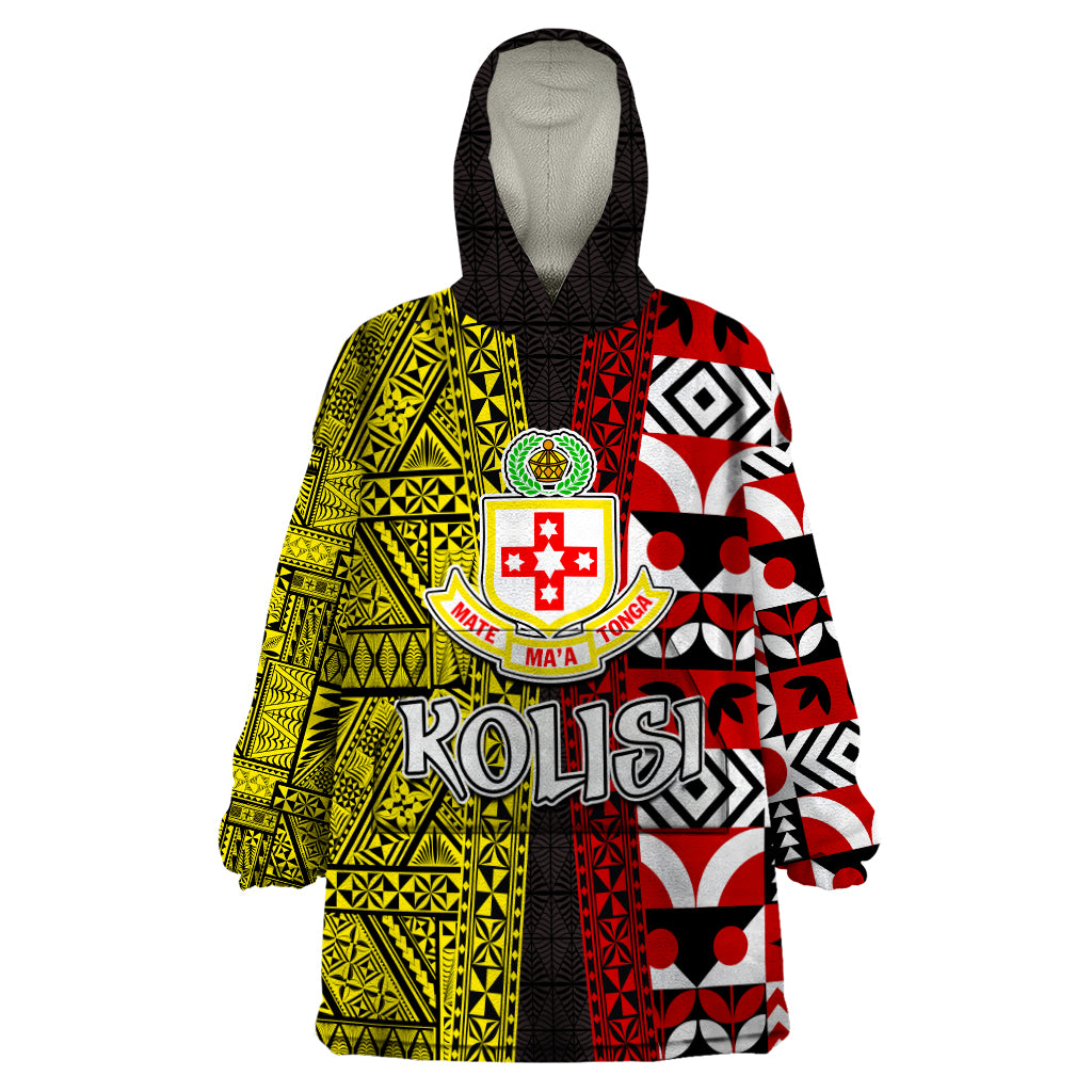 Tonga Kolisi Tonga Wearable Blanket Hoodie Ngatu and Geometric Pattern LT03 One Size Red - Polynesian Pride