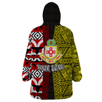 Tonga Kolisi Tonga Wearable Blanket Hoodie Ngatu and Geometric Pattern LT03 - Polynesian Pride