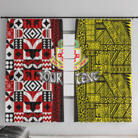 Tonga Kolisi Tonga Window Curtain Ngatu and Geometric Pattern LT03 With Hooks Red - Polynesian Pride
