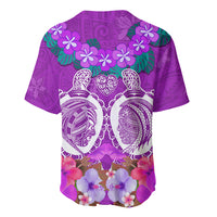 Polynesian Valentine Day Baseball Jersey Love Couple Turtle Maori Hibiscus Purple LT03 - Polynesian Pride