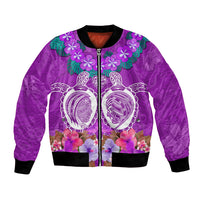 Polynesian Valentine Day Bomber Jacket Love Couple Turtle Maori Hibiscus Purple LT03 Unisex Purple - Polynesian Pride