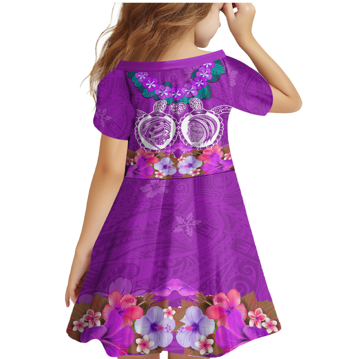 Polynesian Valentine Day Family Matching Mermaid Dress and Hawaiian Shirt Love Couple Turtle Maori Hibiscus Purple LT03 - Polynesian Pride