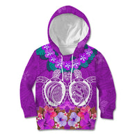 Polynesian Valentine Day Kid Hoodie Love Couple Turtle Maori Hibiscus Purple LT03 Hoodie Purple - Polynesian Pride