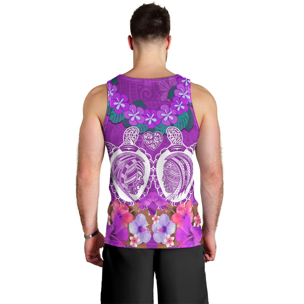 Polynesian Valentine Day Men Tank Top Love Couple Turtle Maori Hibiscus Purple LT03 - Polynesian Pride