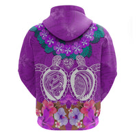 Polynesian Valentine Day Zip Hoodie Love Couple Turtle Maori Hibiscus Purple LT03 - Polynesian Pride