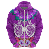 Polynesian Valentine Day Zip Hoodie Love Couple Turtle Maori Hibiscus Purple LT03 - Polynesian Pride