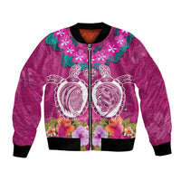 Polynesian Valentine Day Bomber Jacket Love Couple Turtle Maori Hibiscus Pink LT03 Unisex Pink - Polynesian Pride