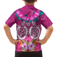 Polynesian Valentine Day Kid Hawaiian Shirt Love Couple Turtle Maori Hibiscus Pink LT03 - Polynesian Pride