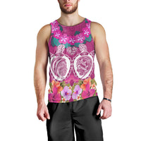 Polynesian Valentine Day Men Tank Top Love Couple Turtle Maori Hibiscus Pink LT03 - Polynesian Pride