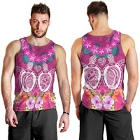 Polynesian Valentine Day Men Tank Top Love Couple Turtle Maori Hibiscus Pink LT03 - Polynesian Pride