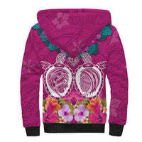 Polynesian Valentine Day Sherpa Hoodie Love Couple Turtle Maori Hibiscus Pink LT03 - Polynesian Pride