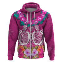 Polynesian Valentine Day Zip Hoodie Love Couple Turtle Maori Hibiscus Pink LT03 Zip Hoodie Pink - Polynesian Pride