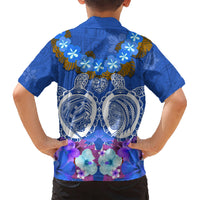 Polynesian Valentine Day Kid Hawaiian Shirt Love Couple Turtle Maori Hibiscus Blue LT03 - Polynesian Pride