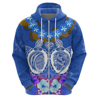 Polynesian Valentine Day Zip Hoodie Love Couple Turtle Maori Hibiscus Blue LT03 - Polynesian Pride
