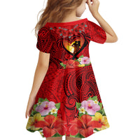 Hawaii Valentine Day Family Matching Tank Maxi Dress and Hawaiian Shirt Couple on Beach mix Hibiscus and Polynesian Tattoo LT03 - Polynesian Pride