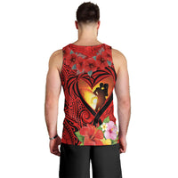 Hawaii Valentine Day Men Tank Top Couple on Beach mix Hibiscus and Polynesian Tattoo LT03 - Polynesian Pride