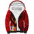 Hawaii Valentine Day Sherpa Hoodie Couple on Beach mix Hibiscus and Polynesian Tattoo LT03 Unisex Red - Polynesian Pride