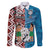 Personalised Aotearoa and Fiji Together Family Matching Puletasi and Hawaiian Shirt Melanesian Warrior and Koru - Taniko with Hibiscus Tapa Pattern