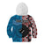 Personalised Aotearoa and Fiji Together Kid Hoodie Melanesian Warrior and Koru - Taniko with Hibiscus Tapa Pattern
