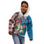 Personalised Aotearoa and Fiji Together Kid Hoodie Melanesian Warrior and Koru - Taniko with Hibiscus Tapa Pattern