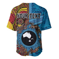 Personalised Australia and Fiji Together Baseball Jersey Tribal Palm Tree with Tapa and Aboriginal Animals Half Style LT03 - Polynesian Pride