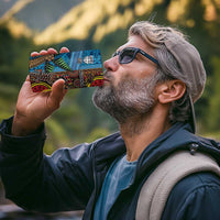 Personalised Australia and Fiji Together 4 in 1 Can Cooler Tumbler Tribal Palm Tree with Tapa and Aboriginal Animals Half Style