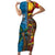Personalised Australia and Fiji Together Family Matching Short Sleeve Bodycon Dress and Hawaiian Shirt Tribal Palm Tree with Tapa and Aboriginal Animals Half Style
