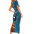 Personalised Australia and Fiji Together Family Matching Short Sleeve Bodycon Dress and Hawaiian Shirt Tribal Palm Tree with Tapa and Aboriginal Animals Half Style