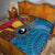 Personalised Australia and Fiji Together Quilt Tribal Palm Tree with Tapa and Aboriginal Animals Half Style
