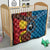 Personalised Australia and Fiji Together Quilt Tribal Palm Tree with Tapa and Aboriginal Animals Half Style