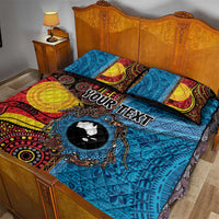 Personalised Australia and Fiji Together Quilt Bed Set Tribal Palm Tree with Tapa and Aboriginal Animals Half Style