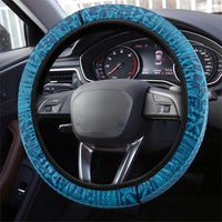 Australia and Fiji Together Steering Wheel Cover Tribal Palm Tree with Tapa and Aboriginal Animals Half Style