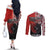 Personalised Aotearoa and Tonga Together Couples Matching Off The Shoulder Long Sleeve Dress and Long Sleeve Button Shirt Manaia and Tongan Tribal Cross - Taniko and Ngatu Art Tattoo