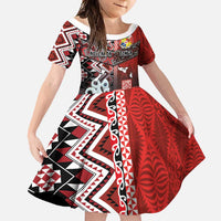 Personalised Aotearoa and Tonga Together Family Matching Mermaid Dress and Hawaiian Shirt Manaia and Tongan Tribal Cross - Taniko and Ngatu Art Tattoo