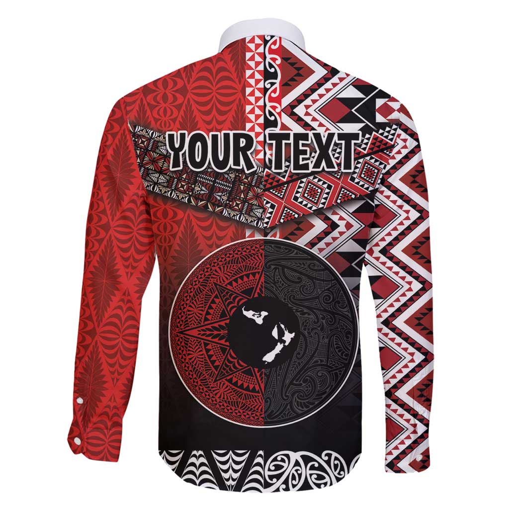 Personalised Aotearoa and Tonga Together Family Matching Summer Maxi Dress and Hawaiian Shirt Manaia and Tongan Tribal Cross - Taniko and Ngatu Art Tattoo