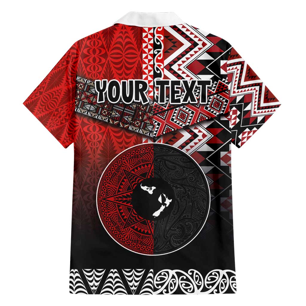 Personalised Aotearoa and Tonga Together Family Matching Tank Maxi Dress and Hawaiian Shirt Manaia and Tongan Tribal Cross - Taniko and Ngatu Art Tattoo LT03 - Polynesian Pride