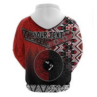 Personalised Aotearoa and Tonga Together Hoodie Manaia and Tongan Tribal Cross - Taniko and Ngatu Art Tattoo