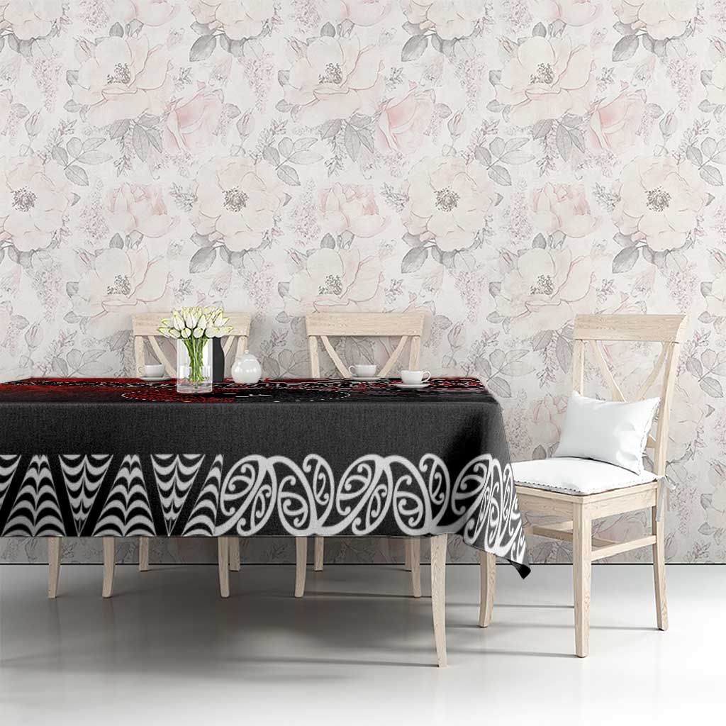 Personalised Aotearoa and Tonga Together Tablecloth Manaia and Tongan Tribal Cross - Taniko and Ngatu Art Tattoo